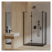 OMNIRES - MANHATTAN štvorcový sprchovací kút s krídlovými dverami, 90 x 90 cm čierna mat / trans