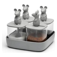 QUALY DESIGN Lucky Mouse Set 10366 Stojanček s dózami s lyžičkou 4× 250 ml