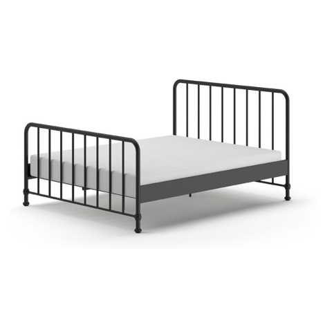 Čierna kovová jednolôžková posteľ s roštom 160x200 cm BRONXX – Vipack