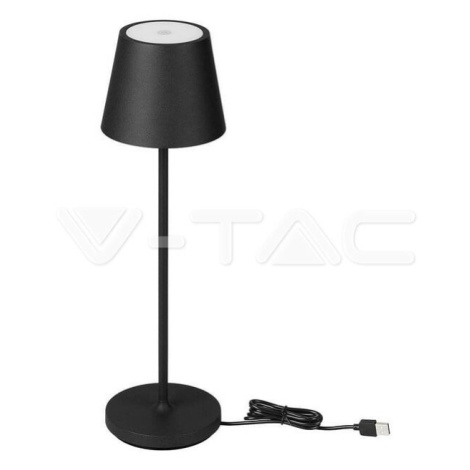 2W LED stolová lampa (4400mA batéria) IP54 čierna 3000K VT-7522 (V-TAC)