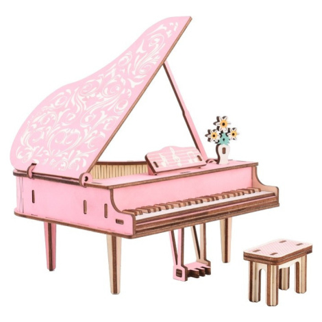 Dřevěné 3D puzzle Klavír růžové
