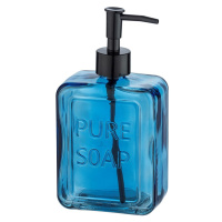Modrý sklenený dávkovač na mydlo Wenko Pure Soap