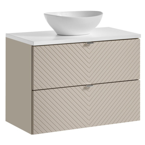 Závěsná skříňka Viva Cashmere s deskou a umyvadlem 80 cm kašmír/bílá Comad