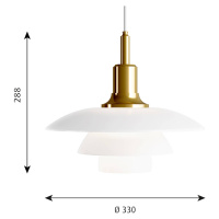 Louis Poulsen PH 3 1/2-3 sklenená lampa mosadz