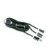 Kabel CABLEXPERT USB A Male/Micro B + Type-C + Lightning, 1m, opletený, čierny, blister