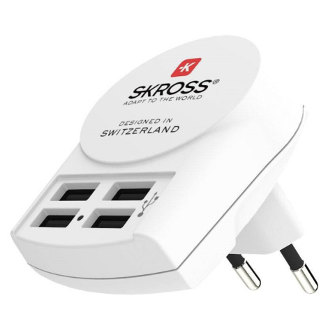 Sieťový nabíjací adaptér, 24 W, 4 x zásuvka USB, SKRoss, biely