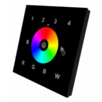 Ovládač nástenný RF pre LED pásiky RGB+W 12/24V vysielač 4-zóny, čierna, BAX-RGB-RF-2820-B