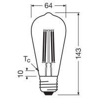 OSRAM LED žiarovka Edison E27 3,8W Filament 2 700K