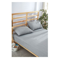 Sivé napínacie bavlnené plachta a obliečka na vankúš v súprave 100x200 cm – Mila Home