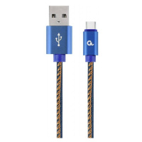 Kábel CABLEXPERT USB 2.0 AM na Type-C kábel (AM/CM), 2m, opletený, jeans, blister, PREMIUM QUALI