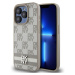 DKNY PU Leather Checkered Pattern and Stripe Zadný Kryt pre iPhone 15 Pro Beige