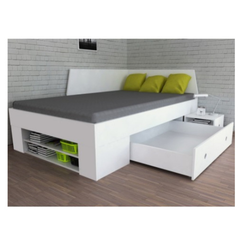 Úložná posteľ so zástenou Junior 120x200 cm, biela% Asko