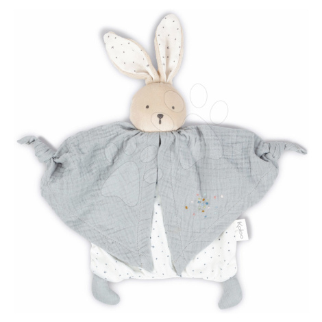 Textilný zajačik šedý Organic Cotton Doudou Rabbit Grey Kaloo na maznanie do postieľky 20 cm v d