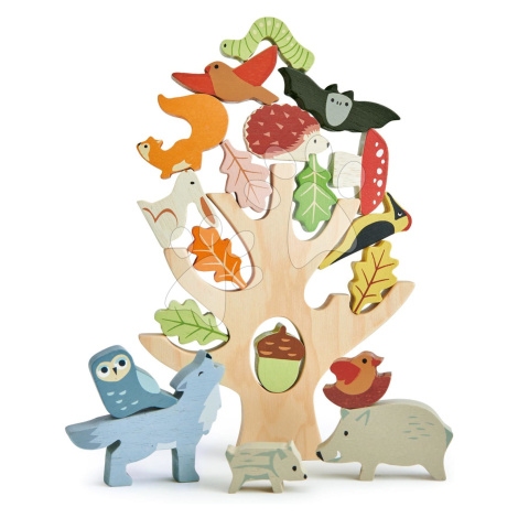 Drevený strom s rovnováhou Stacking Forest Tender Leaf Toys s 19 zvieratkami a lesnými plodmi od
