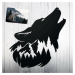 Drevená nálepka - Vlk samotár, Čierna