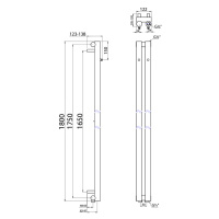 SAPHO - PILON vykurovacie teleso 122x1800, so 2 háčikmi, čierna mat IZ124T