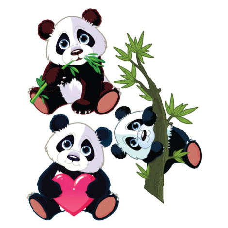 Sada 3 nástenných detských samolepiek Ambiance Panda