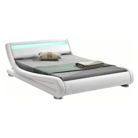 Moderná posteľ s RGB LED osvetlením, biela, 160x200, FILIDA Tempo Kondela