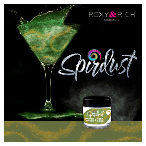 Metalická farba na nápoje Spirdust gold green 1,5g - Roxy and Rich - Roxy and Rich