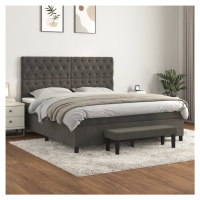 vidaXL Posteľný rám boxspring s matracom tmavosivý 160x200 cm zamat