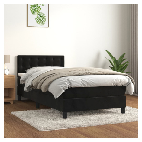 vidaXL Posteľný rám boxspring s matracom čierny 90x200 cm zamat