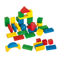 Drevené kocky Coloured Wooden Blocks Eichhorn farebné 50 kusov v rôznych tvaroch veľkosť 25 mm o