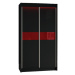 Expedo Skriňa s posuvnými dverami ALEXA + Tichý dojazd, čierna / červené sklo, 120x216x61