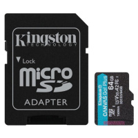 HW Kingston pamäťová karta 64GB Canvas Go Plus micro SDXC 170R A2 U3 V30 + SD adaptér