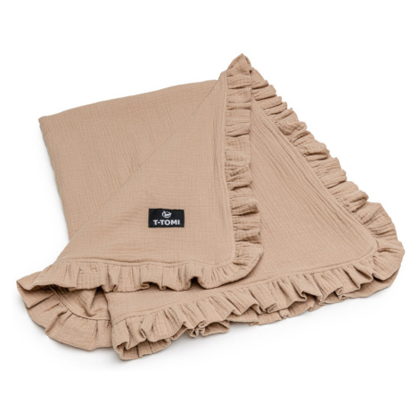 T-TOMI Mušelínová deka s volánikom beige 80 x 100 cm