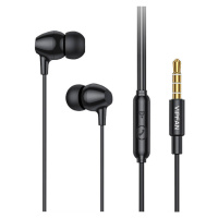 Káblové stereo slúchadlá, 3,5 mm, mikrofón, tlačidlo nahrávania, Vipfan M16, čierne