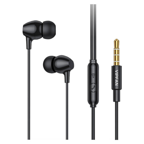 Káblové stereo slúchadlá, 3,5 mm, mikrofón, tlačidlo nahrávania, Vipfan M16, čierne