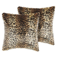 BELIANI, Sada 2 vankúšov z umelej kožušiny s leopardím vzorom 45 x 45 cm hnedá FOXTAIL, 313786