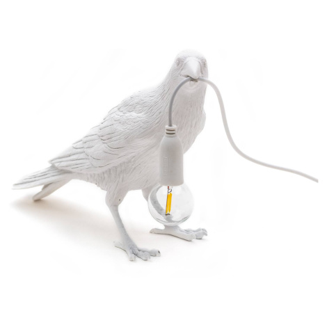 Terasové LED svietidlo Bird Lamp, čakajúce, biela SELETTI