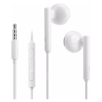 Káblové stereo slúchadlá, 3,5 mm jack, tlačidlo nahrávania, Huawei, biele, továrenské,