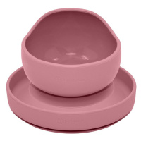 PETITE&MARS Set jedálenský silikónový TAKE&MATCH tanier miska Dusty Pink 6m+ VP-F171135 2 ks
