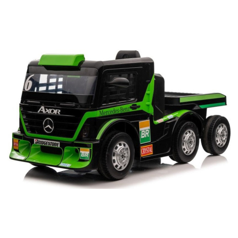mamido Detský elektrický kamión Mercedes Axor LCD MP4 s návesom zelený