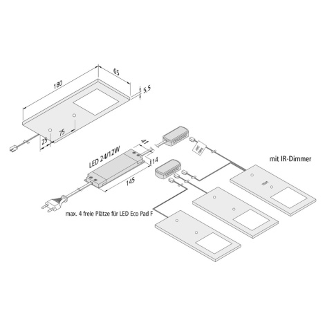 Podhľadové LED svietidlo Eco-Pad F 3x 4000K hliník HERA