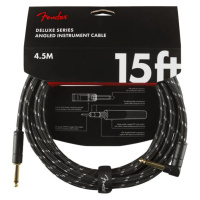 Fender Deluxe Series 15' Instrument Cable Black Tweed Angled