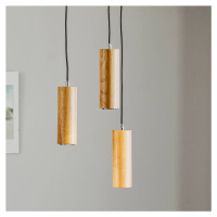 Závesné svietidlo Pipe, dubové drevo, 3 svetlá, kruhové, Ø 30 cm, GU10