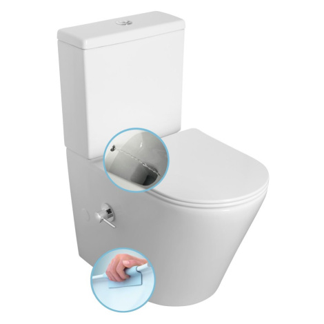 PACO RIMLESS WC kombi, integrovaná batéria a bidet. spŕška, spodný/zadný odpad, biela PC1012RX