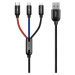 Nabíjací a dátový kábel USB 3v1, USB Type-C, Lightning, microUSB, 120 cm, 3500 mA, rýchle nabíja