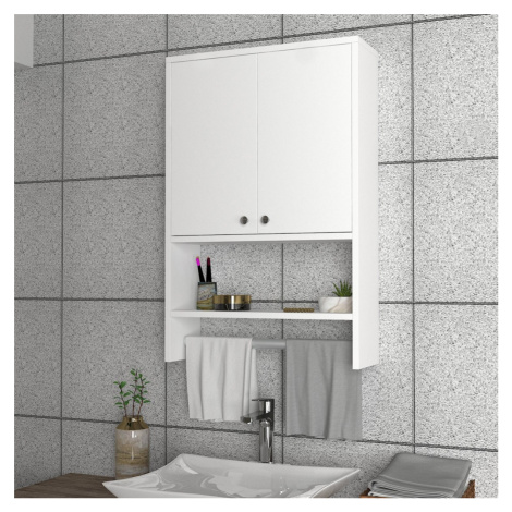 Závěsná koupelnová skříňka s věšákem na ručníky Vira bílá Kalune Design