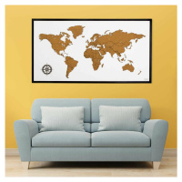 Korková, zapichovacia mapa sveta na stenu s rámom