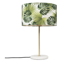 Moderná mosadzná stolová lampa s tienidlom na listy 35 cm - Kaso