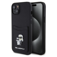 Karl Lagerfeld Pu Saffiano Card Slot Metal Karl and Choupette Zadný Kryt pre iPhone 15 Black