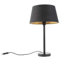 Klasická stolová lampa čierna s čiernym tienidlom 32 cm - Simplo