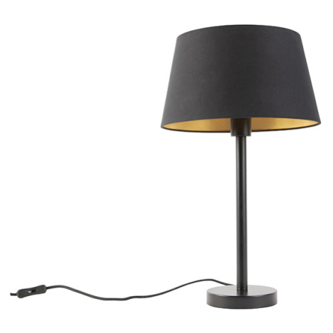Klasická stolová lampa čierna s čiernym tienidlom 32 cm - Simplo QAZQA