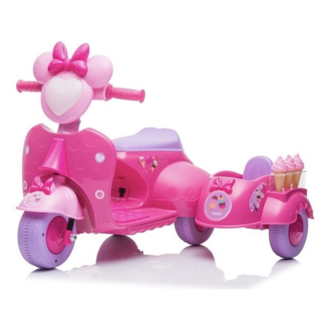 mamido Detská elektrická motorka skúter zmrzlina ružová