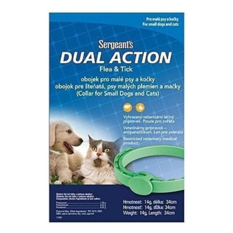 Sergeant´s Dual Action obojok proti parazitom pre malé psy a mačky 34cm