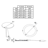 LED svietidlo okrúhle zapustené ORIS 19W, 4000K, 1520lm, biela (GTV)